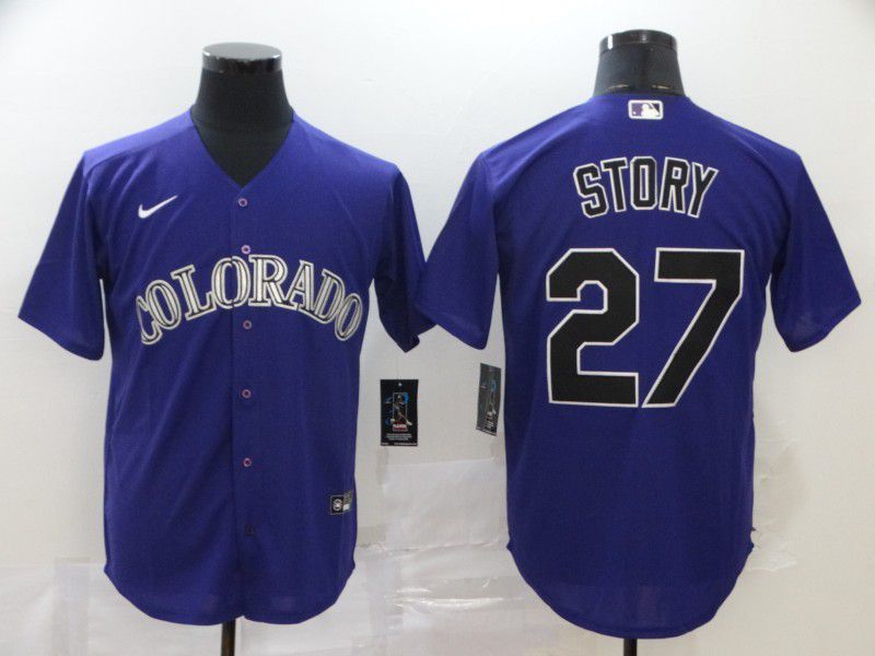 Men Colorado Rockies 27 Story Purple Nike Game MLB Jerseys